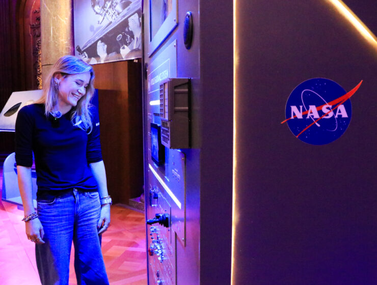 Karsen Kitchen walking through Morehead Planetarium in Chapel Hill, N.C. Photo by Madeline Nguyen.