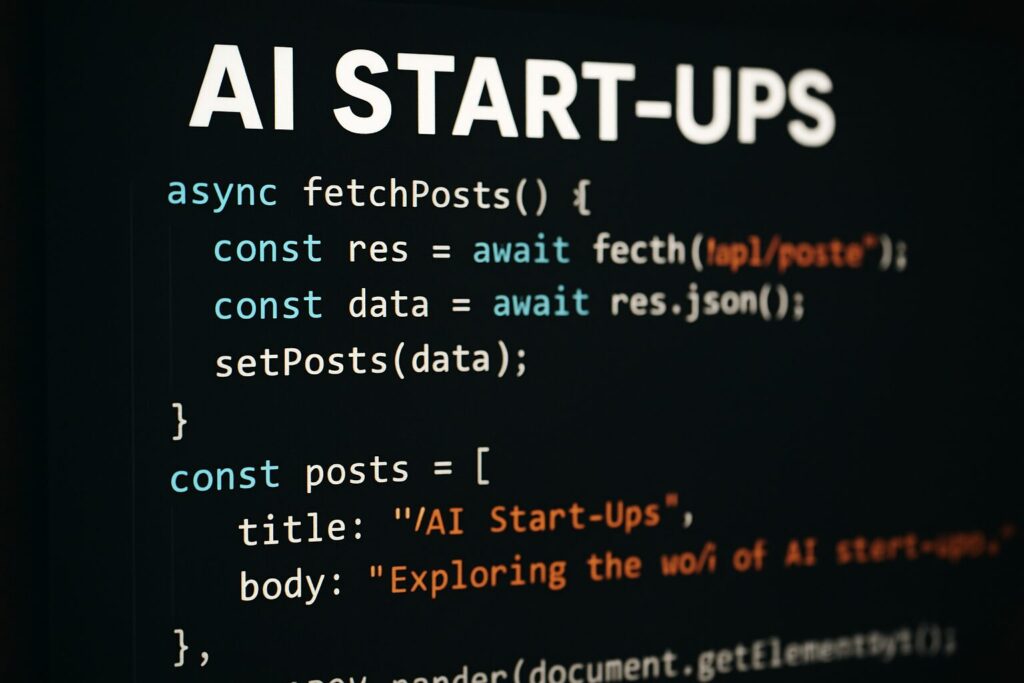 Coding on a computer screen highlights the rise of AI start-ups driving innovation across
industries.